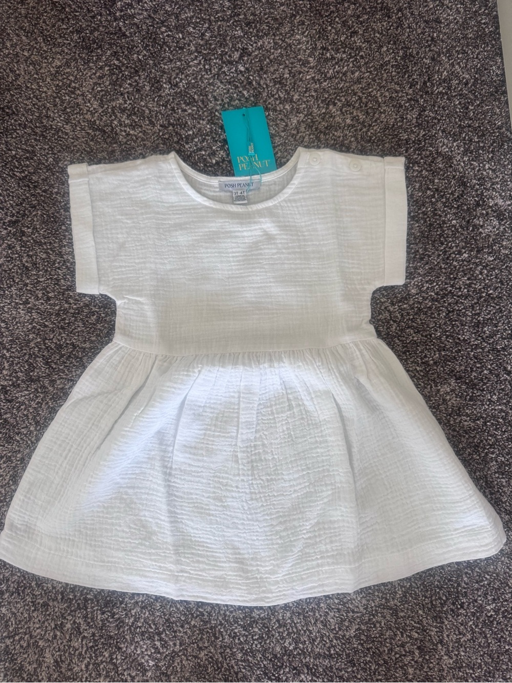 Posh Peanut White cotton crinkle dress